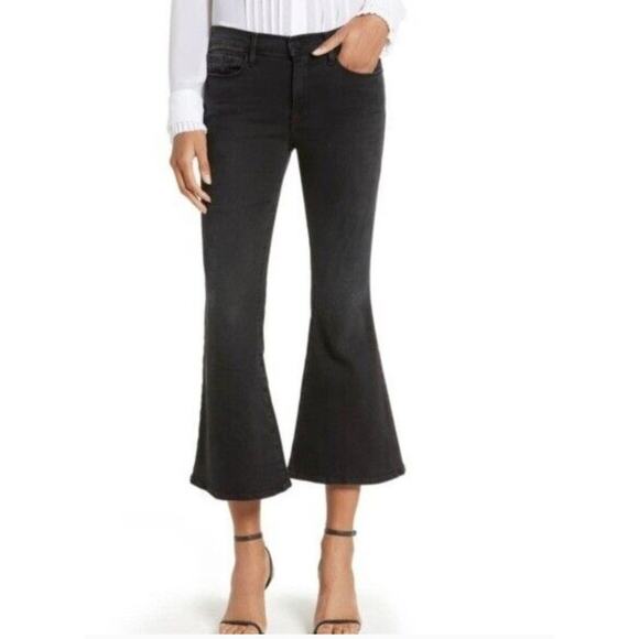 FRAME Denim - Frame Denim Jeans Womens 31 Le Crop Bell Black Flare Bellbottom Stretch Bohemian